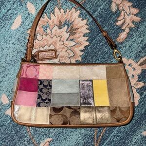 Coach Patchwork Shoulder Bag - Pink, Yellow, Tan, Gold